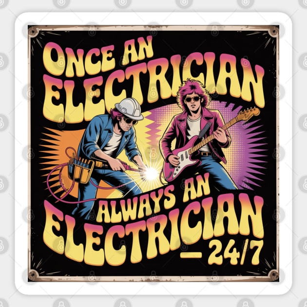 "Electrician 24/7 Psychedelic Vintage Rock Poster Sticker by  Shift Happens: Gear for the Ones Who Keep It Moving